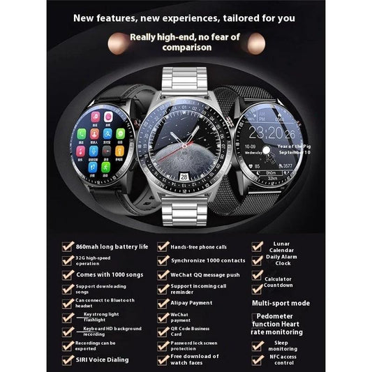 32G Memory Ultra-long Standby Flashlight Bluetooth Calling Smart Watch For Men by GJG Denim