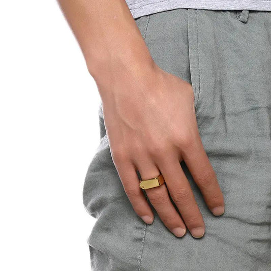 Classic Stainless Steel Black Square Men Ring Rock Vintage by GJG Denim