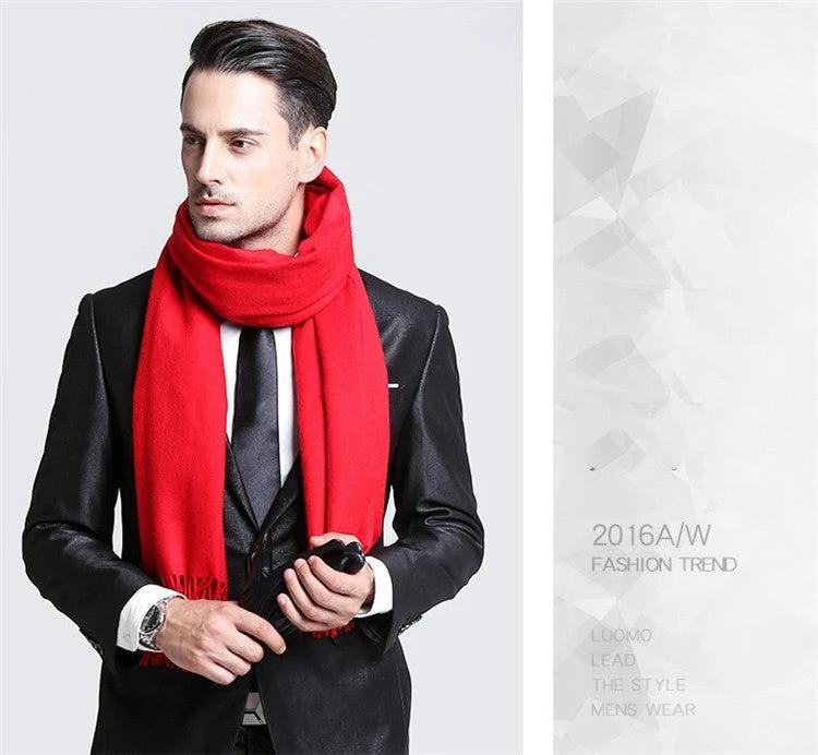 Faux Cashmere Scarf Solid Color For Men by GJG Denim