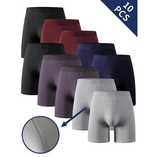 10pcs Men's Bamboo Fiber Boxer Briefs Medium Stretch Solid by GJG Denim