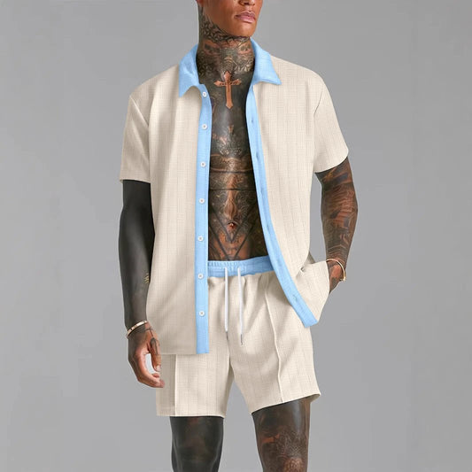 Men's Casual Short-Sleeve Set by GJG Denim