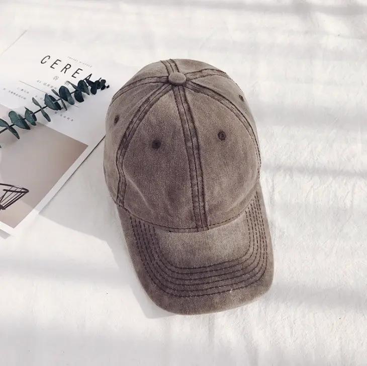 Men's Retro Washed Cotton Soft Top Baseball Cap by GJG Denim
