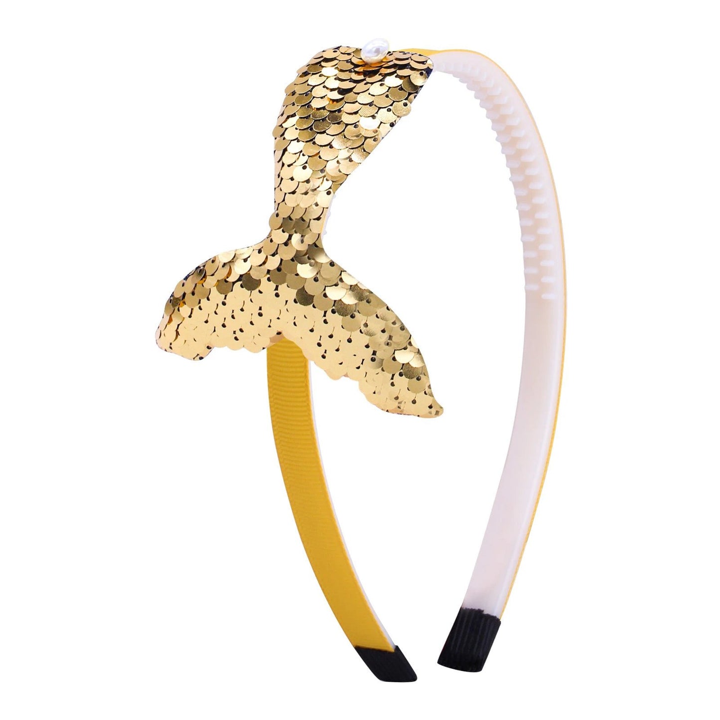 Sequined Hair Accessories Mermaid Tail Flip Fish Scale Pearl Headband Non-slip Manual Hairpin by GJG Denim