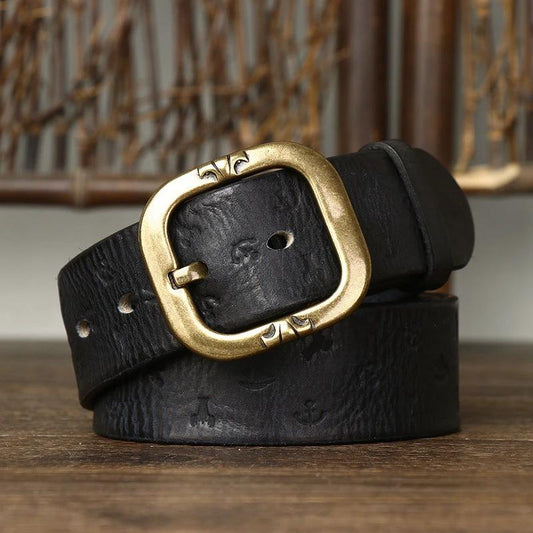 Men's Patterned Leather Belt by GJG Denim
