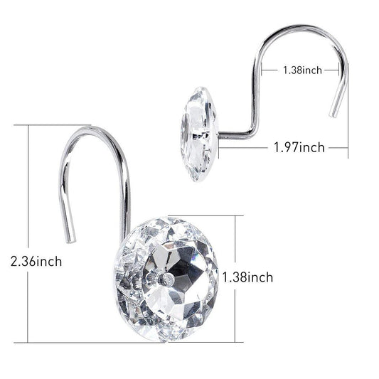 Transparent Rhinestone Shower Curtain Hook by GJG Denim