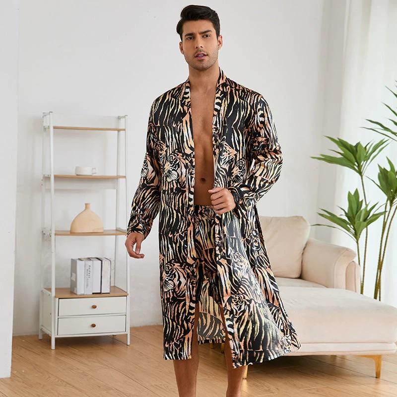 Men's Silk Bathrobe Pajamas Set by GJG Denim