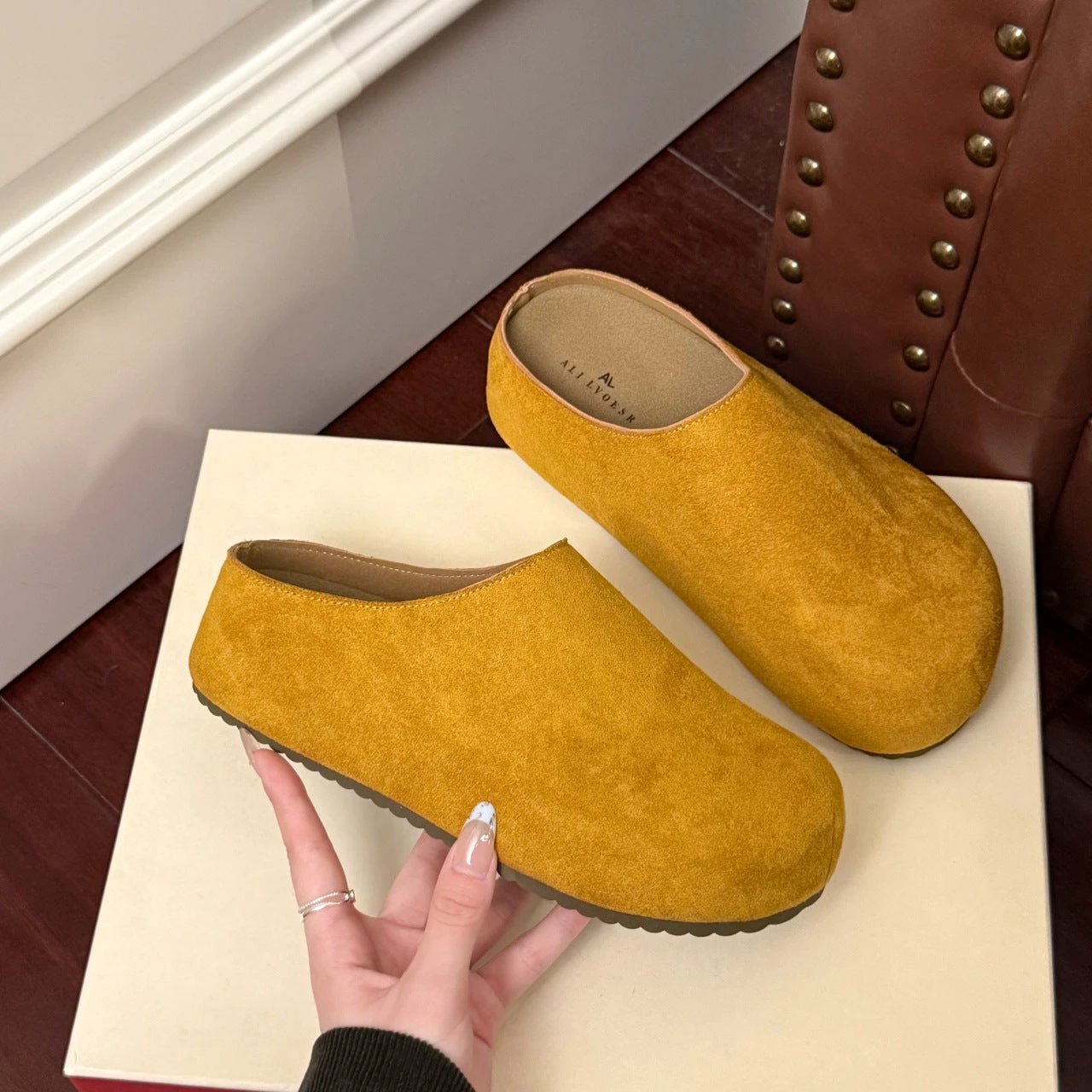 French-style Closed-toe Half-slippers For Women Suitable For Outdoor Wear by GJG Denim