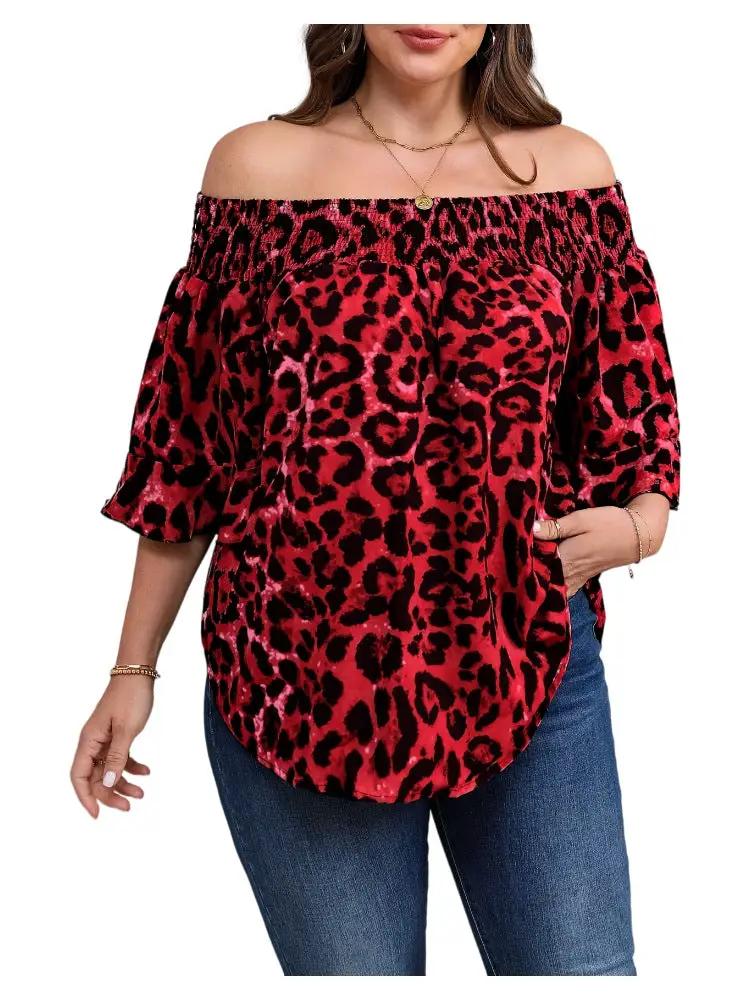 Womens Loose-fit Leopard-print Shirt by GJG Denim