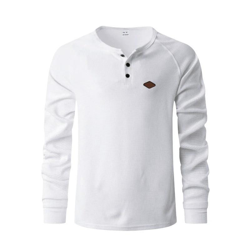 Waffle Buckle Quick-drying Raglan Henry Long Sleeve by GJG Denim