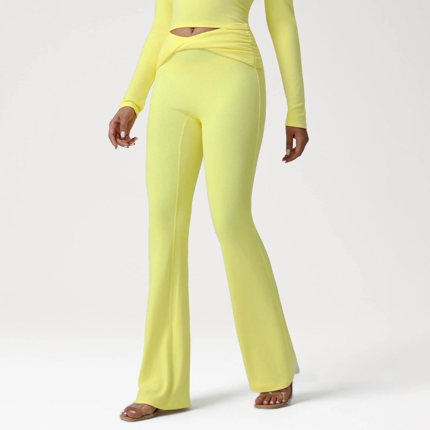Cross High-waist Slightly Flared Yoga Pants by GJG Denim
