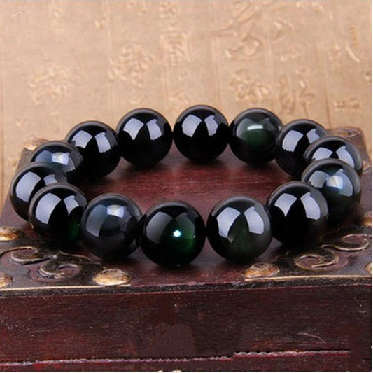 Natural Rainbow Eye Obsidian Bracelet For Men by GJG Denim