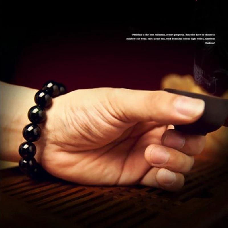 Natural Rainbow Eye Obsidian Bracelet For Men by GJG Denim