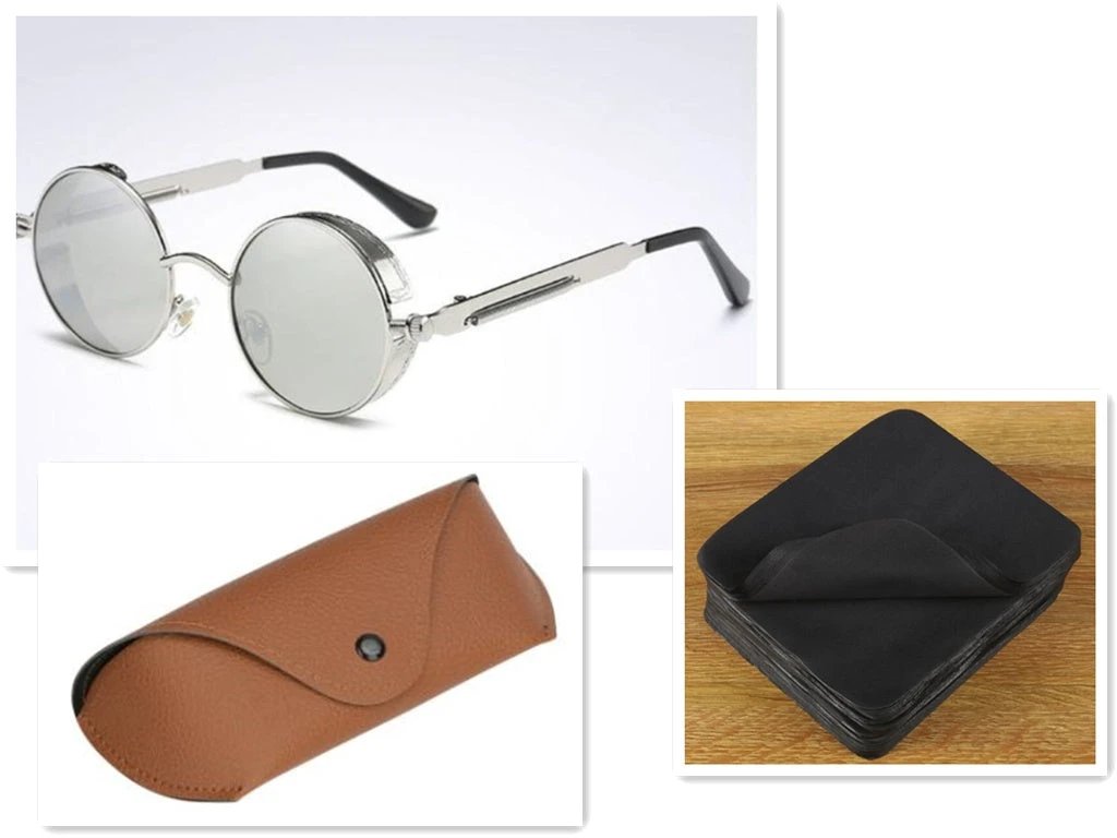 UV Protection Round Frame Metal Sunglasses For Men by GJG Denim