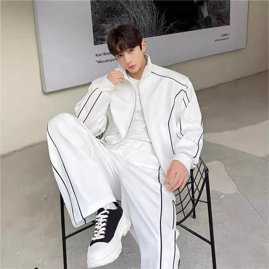 Men's Casual Wide-leg Pants Sports Suit by GJG Denim