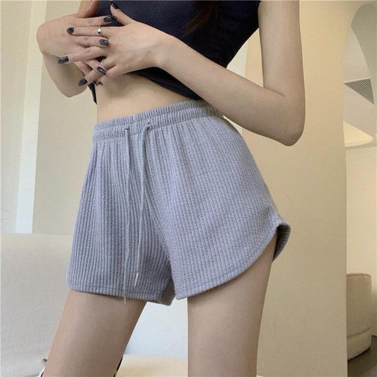 Waffle Casual All-Match Sports Shorts For Women by GJG Denim