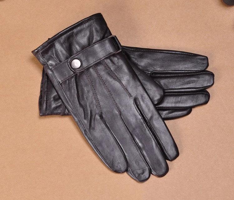 Men's Warm Faux Leather Gloves by GJG Denim
