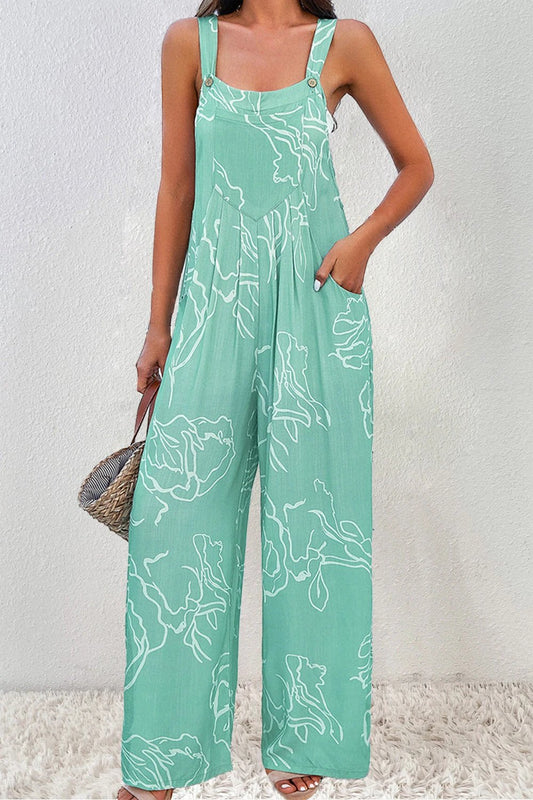 Printed Wide Strap Jumpsuit by Lady Ros