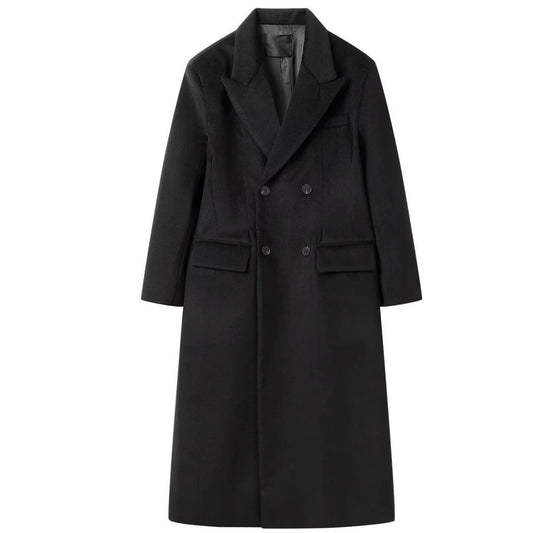 Long Woolen Coat Woolen British Style Trench Coat Spring by GJG Denim