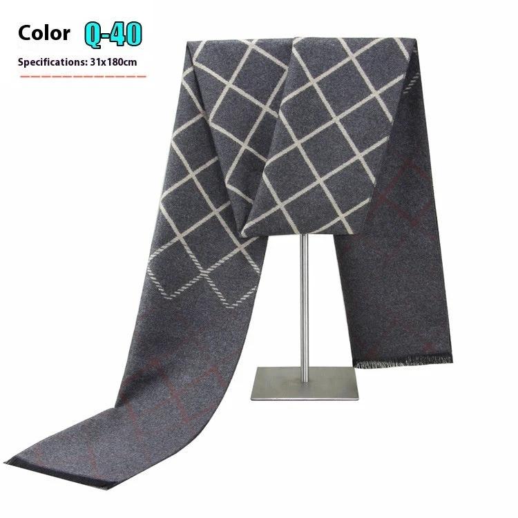 Men's Warm Cashmere-like Striped Scarf by GJG Denim