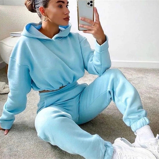 Jogging Suits For Women 2 Piece Sweatsuits Tracksuits Sexy Long Sleeve HoodieCasual Fitness Sportswear by GJG Denim