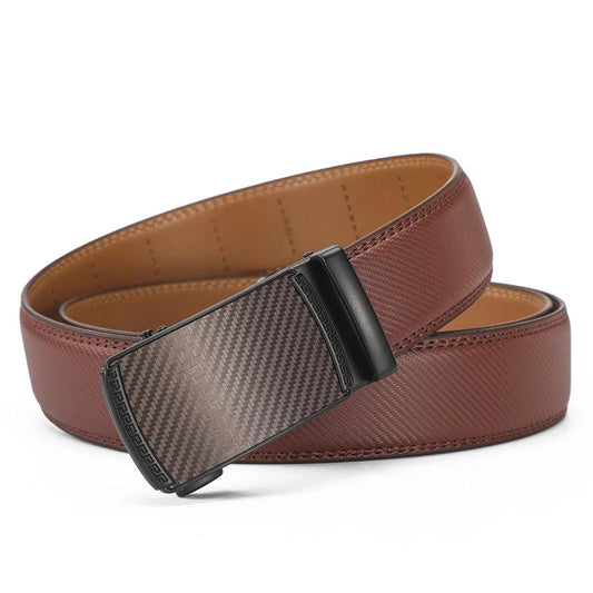 Automatic Buckle Leisure Business Belt Cowhide Belt by GJG Denim