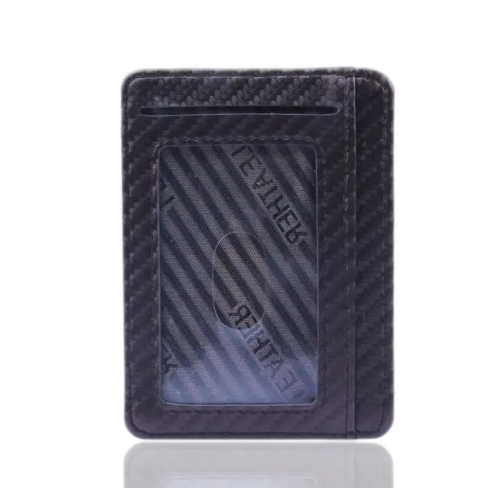 Pu Leather Carbon Fiber Mini Slim Credit Card ID Holder with RFID Wallet For Men by GJG Denim