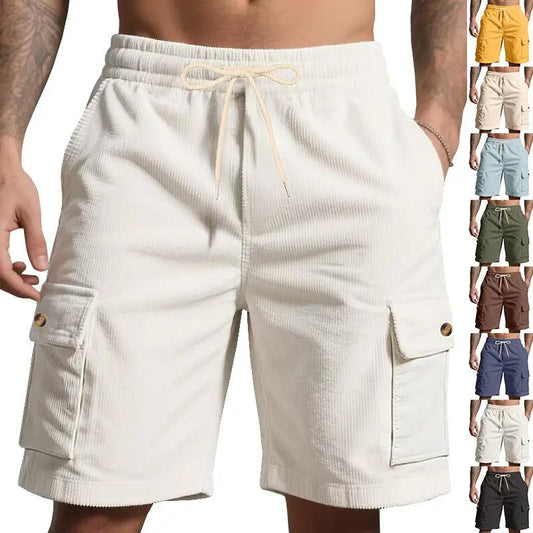 Men's Heavyweight Loose Casual Corduroy Shorts by GJG Denim