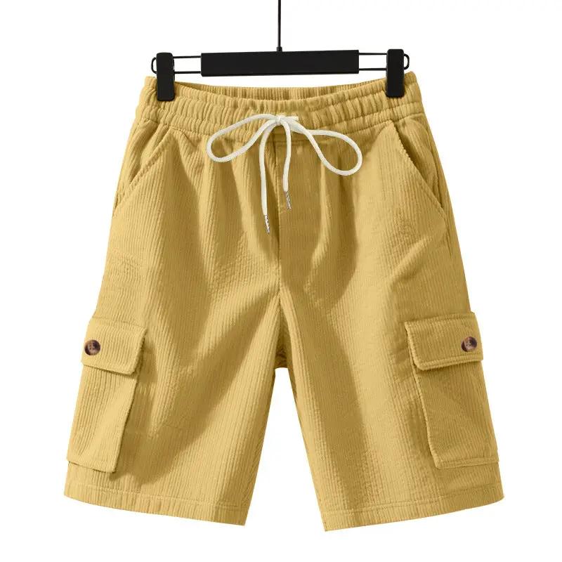 Men's Heavyweight Loose Casual Corduroy Shorts by GJG Denim