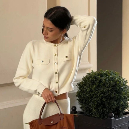 Elegant, Versatile Long-sleeve Knit Cardigan Sweater Coat by GJG Denim