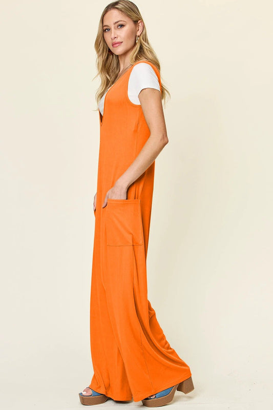 Sleeveless Wide Leg Jumpsuit with Handy Pockets by Lady Ros