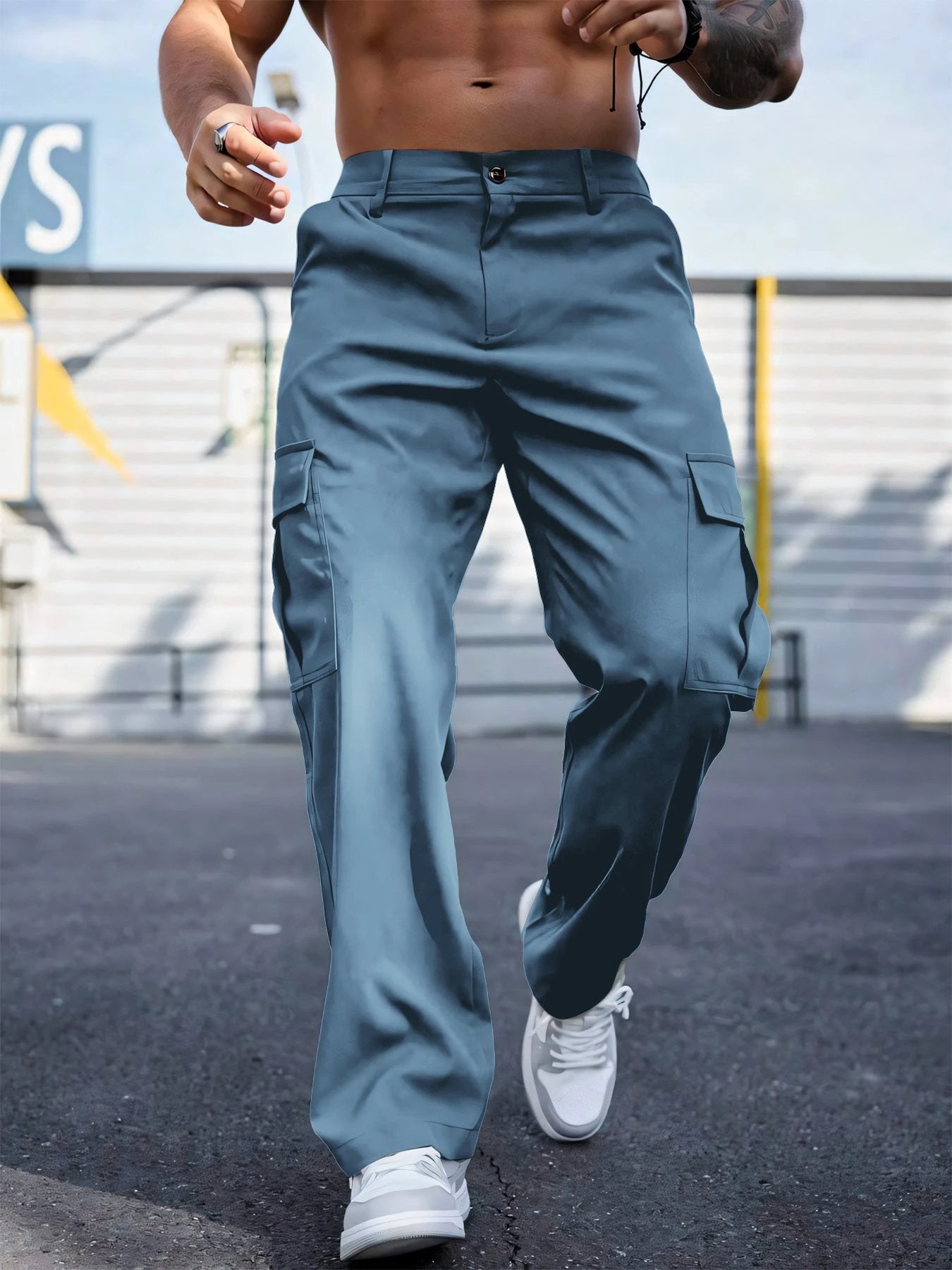 Wear-resistant Sports Straight Loose Cargo Pants by GJG Denim