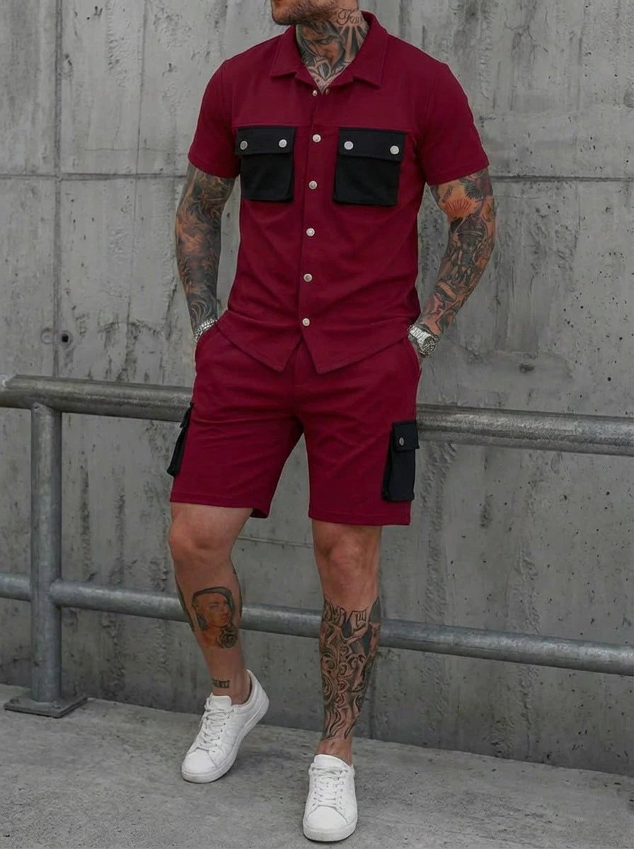 Men's Patchwork Multi-Pocket Set by GJG Denim