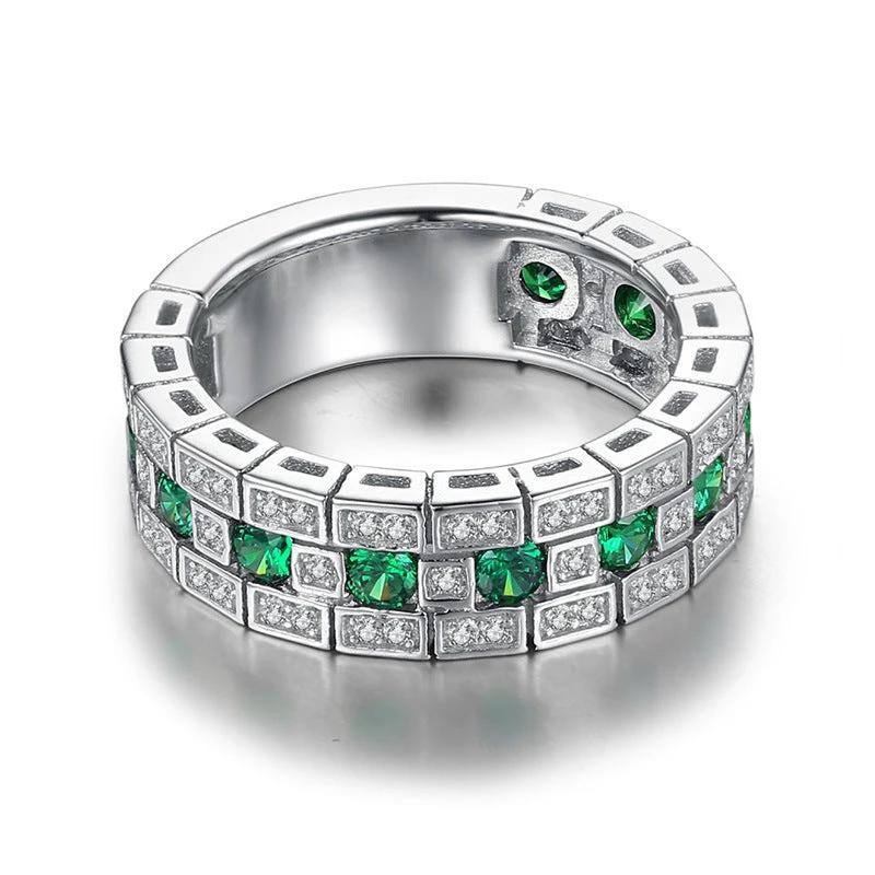 Retro Full-Crystal Wide Style Men's Ring by GJG Denim