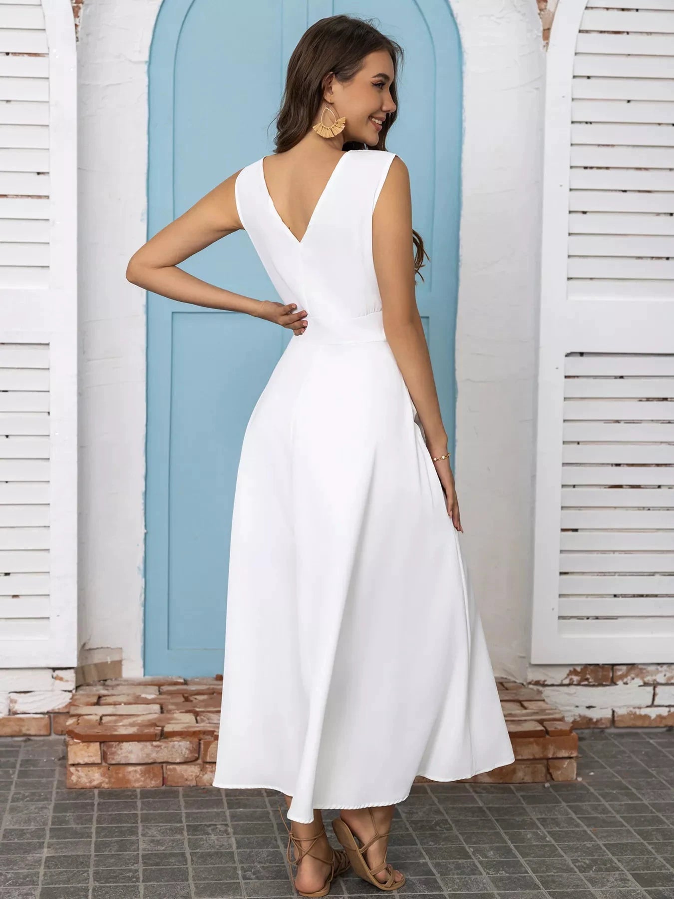 Full Size Slit V-Neck Sleeveless Dress Plus Size by Lady Ros