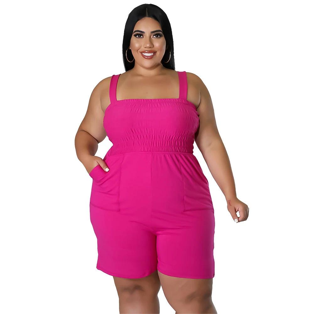 Fashionable Solid-Color Slim-Fit Ruched Backless Romper by GJG Denim