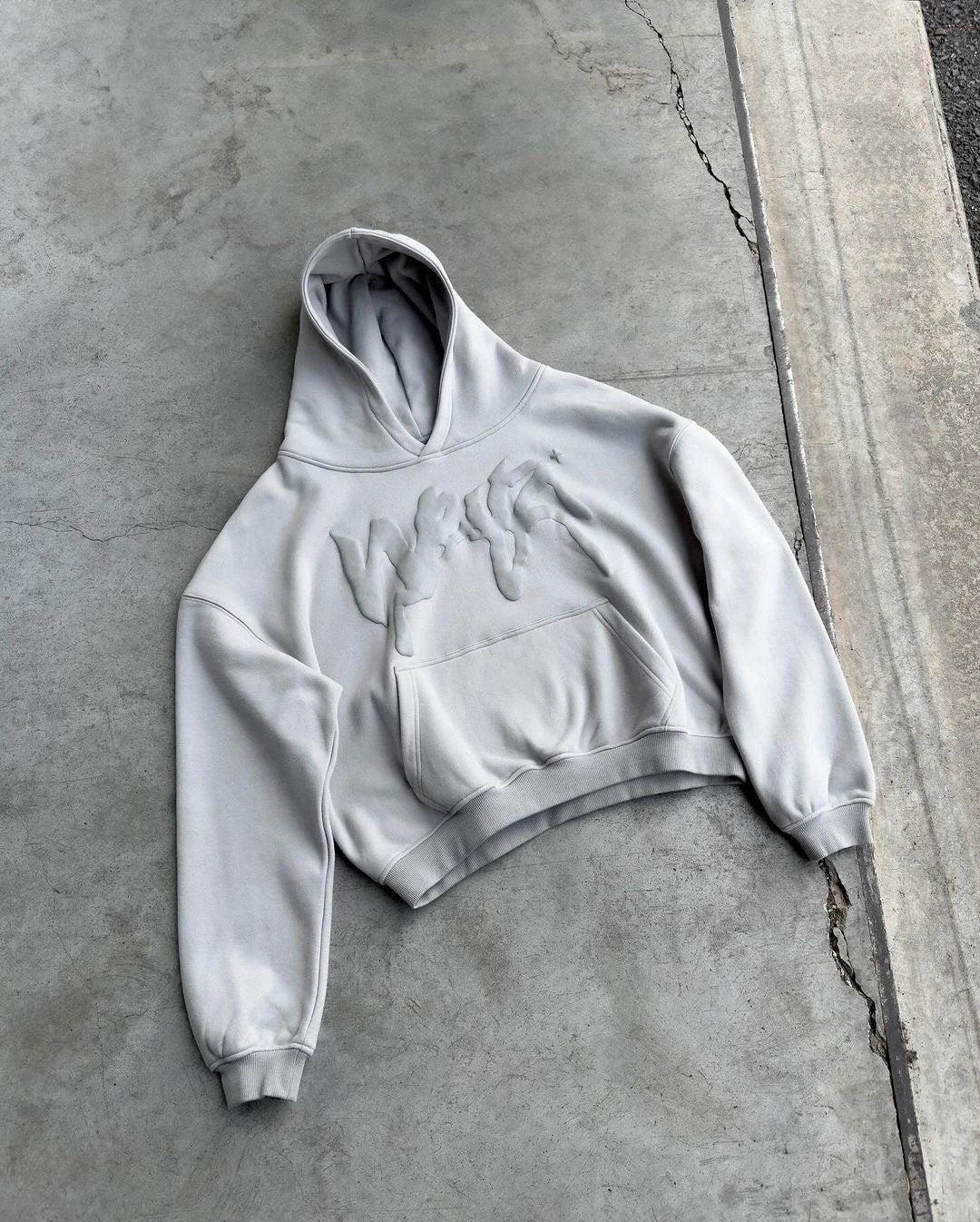 Hip Hop Letters Puff Print Hooded Top Autumn And Winter Personalized Long Sleeve Men's And Women's Pullover Sweater by GJG Denim