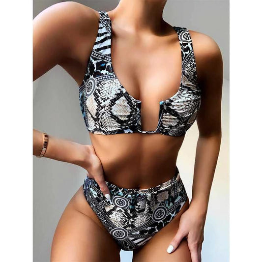 U-neck snake swimsuit ladies bikini swimsuit by GJG Denim