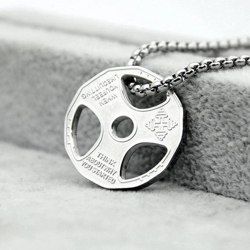 Fitness Dumbbell Plate Necklace For Men by GJG Denim