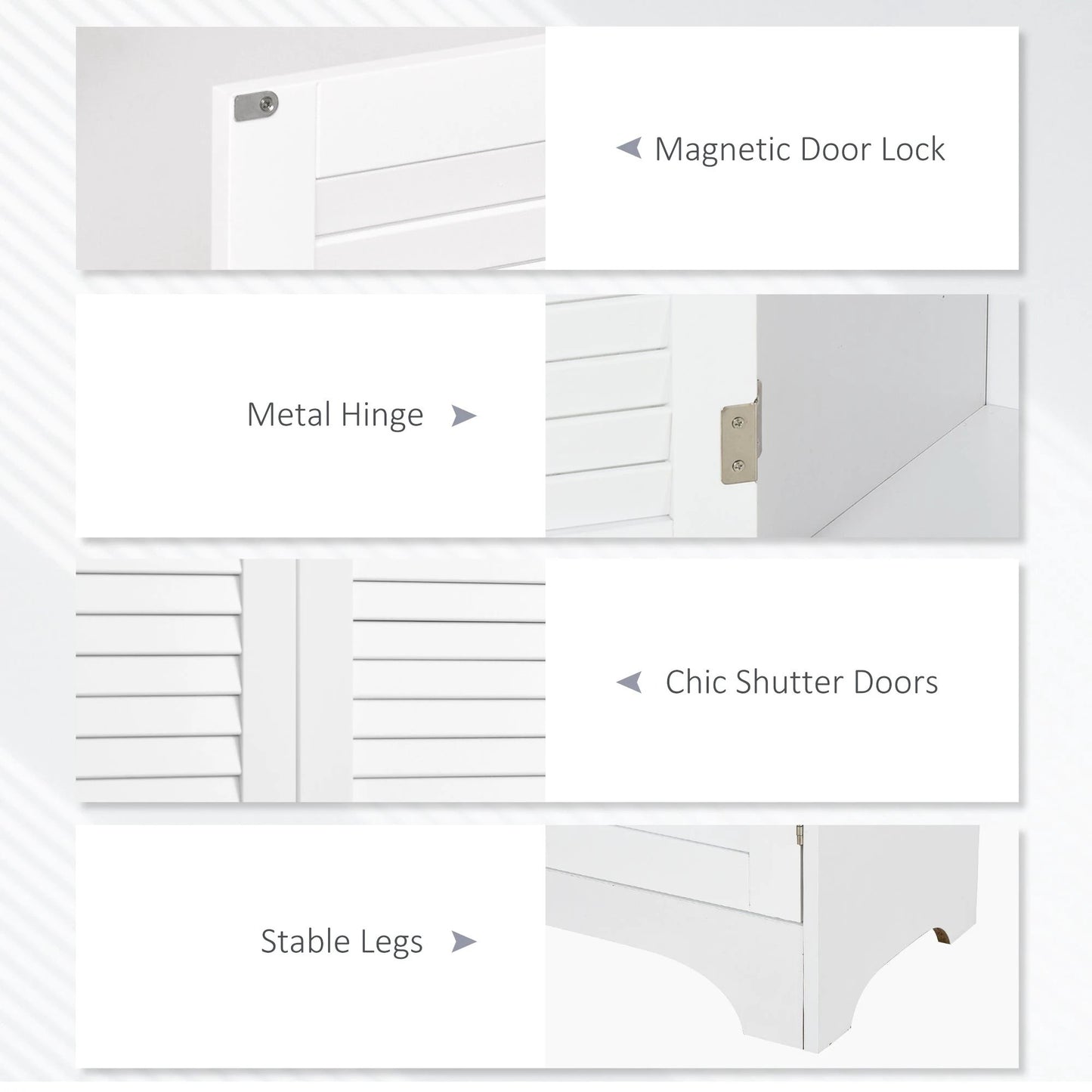 Tall Narrow Bathroom Storage Cabinet with Doors and Shelf Adjustability, Freestanding Linen Cabinet with 2 Cabinets and Countertop, White by GJG Denim