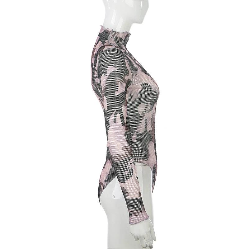 Mesh headpiece bodysuit by GJG Denim
