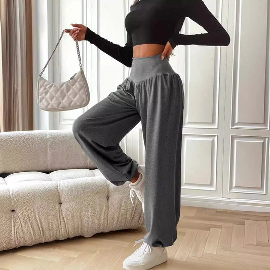 Women's Solid Color Breathable And Hanging Sports Pants by GJG Denim