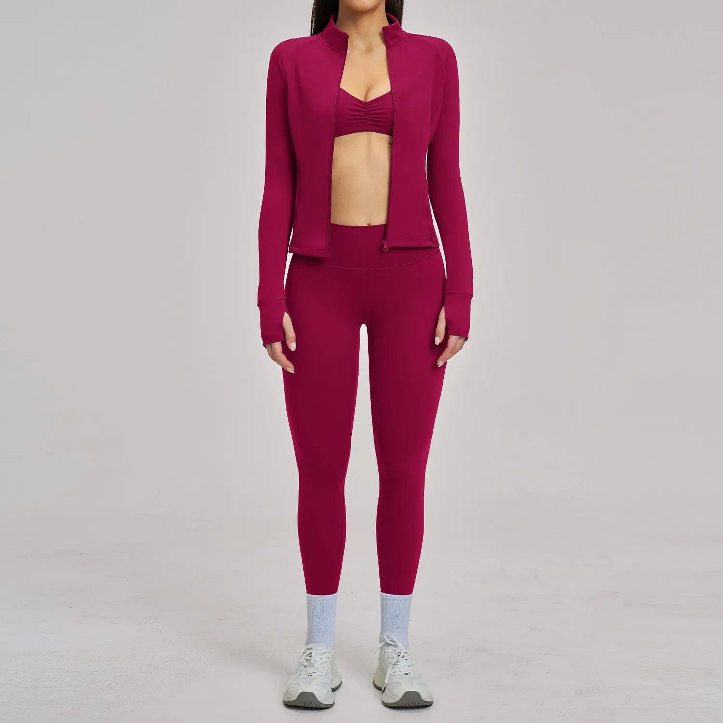 Brushed Zipper Casual Set For Women by GJG Denim