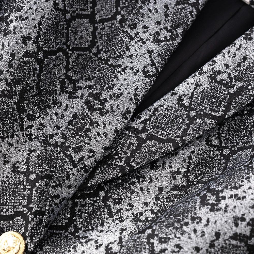 Spring And Autumn Jacquard Leather Pattern Two-button Suit Jacket by GJG Denim