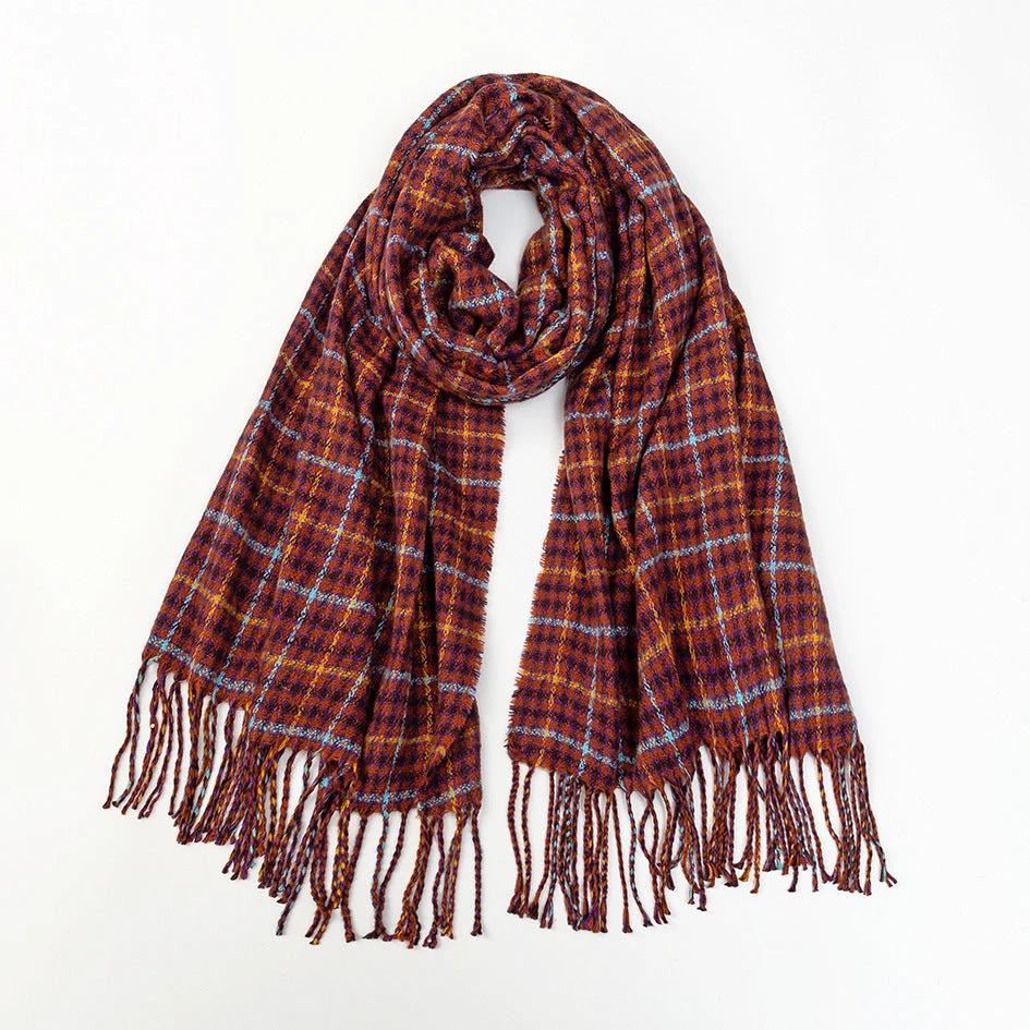 Men's Cashmere Plaid Tassel Scarf by GJG Denim