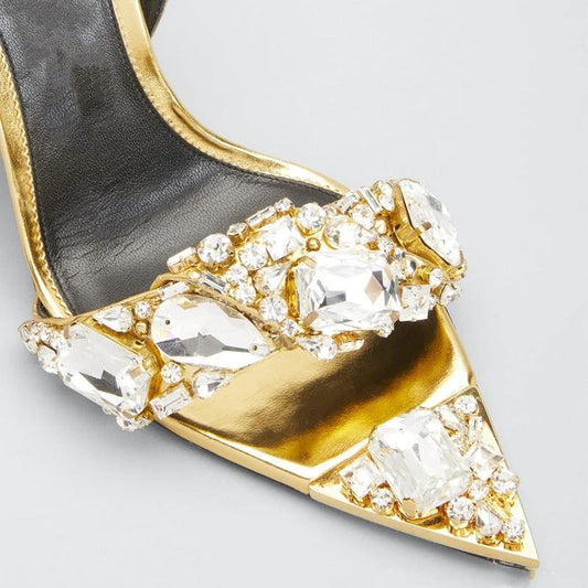 European And American Super High Heel Pointed Toe Rhinestone Fashion Banquet Catwalk by GJG Denim