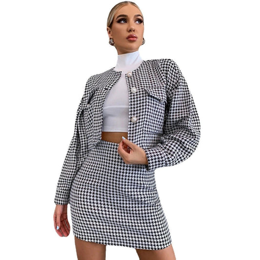 Tight-Fitting Dress Top Jacket Suit Sexy Tight-Fitting Two-Piece Suit by GJG Denim