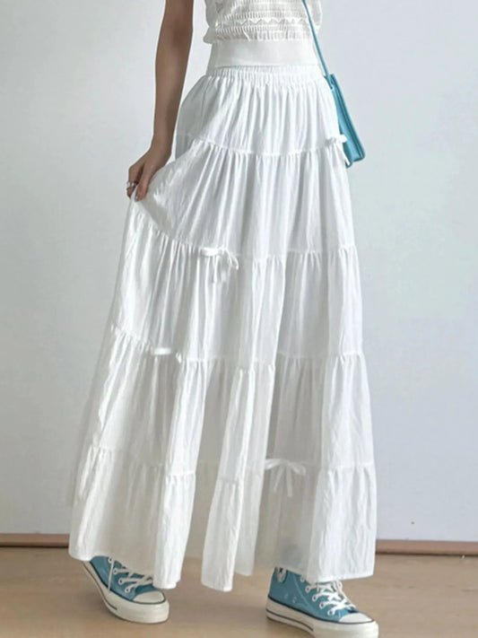 Tiered Elastic Waist Maxi Skirt by Lady Ros
