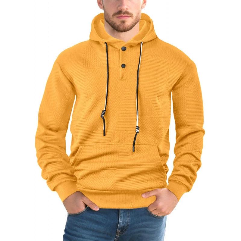 Men's Pullover Solid Color Casual Loose Long Sleeve Hooded Sweater by GJG Denim