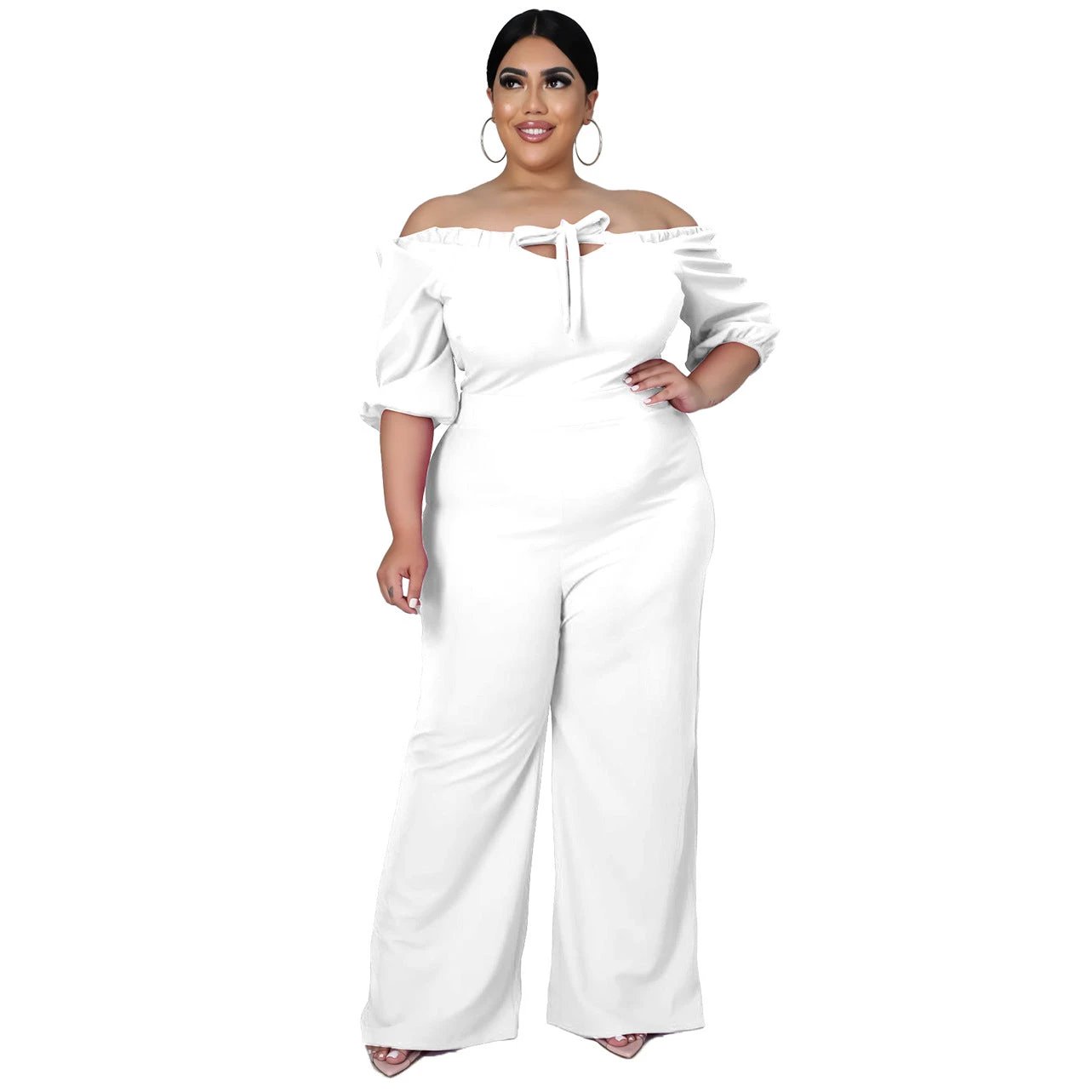 Women's Plus-Size Off-the-Shoulder Sexy Tube Jumpsuit by GJG Denim