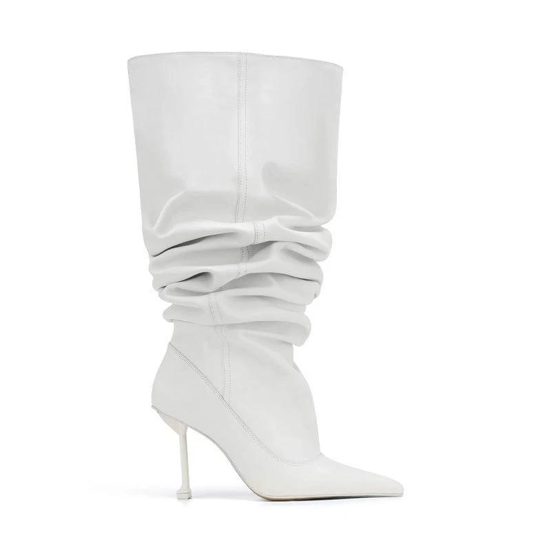 Big Tube Circumference Pointed Toe Stiletto Heel Catwalk Party Boots by GJG Denim